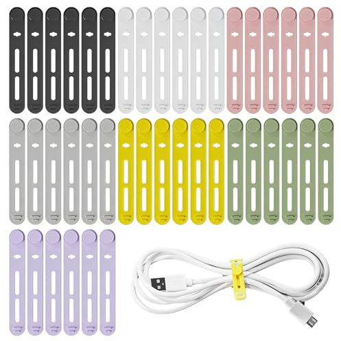 MFUSUL 42 Stück Silikon Kabelbinder, Wiederverwendbare Kabelbinder in 7 Farben, Verstellbare Kabelbinder für Heim-, Reise- und Bürokabel, Kabelorganizer für Audiokabel, Netzwerkkabel und Ladekabel