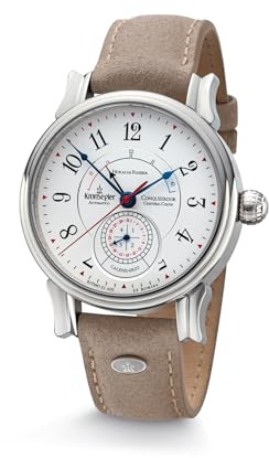 Kronsegler Conquistador Stahl - Weiß | Automatik Herrenuhr mit Gangreserveanzeige | Saphirglas, Zeigerdatum, Lederband, Faltschließe
