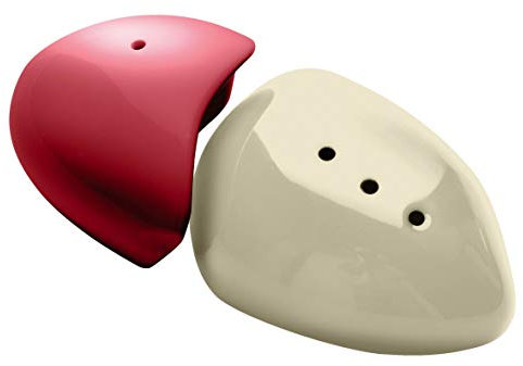 Premier Housewares Red And Cream Salt And Pepper Set | Pebble Design Ceramic Salt And Pepper Set For Dining Table | Durable Salt And Pepper Set For Breakfast, Lunch, Dinner