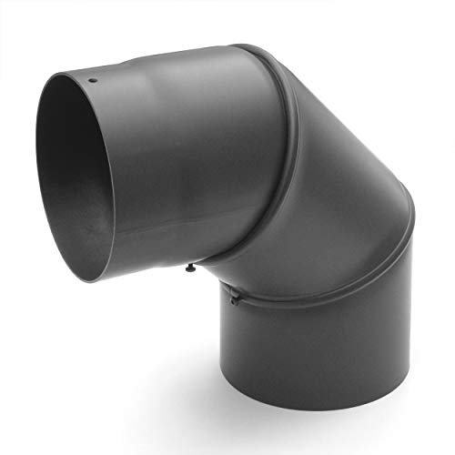 raik Rauchrohrbogen/Ofenrohrbogen 0-90° drehbar 3-teilig 150 mm Durchmesser Stahlblech 2 mm Gussgrau SH030-150-gg