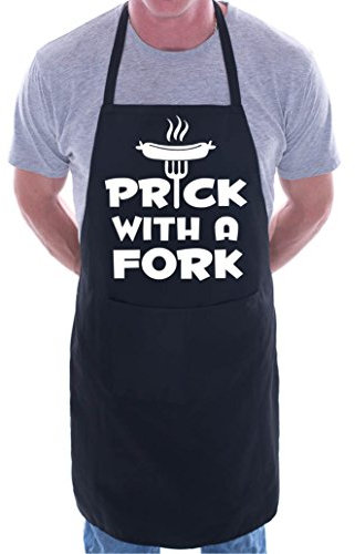 Prick With a Fork BBQ Cooking Funny Novelty Apron Black