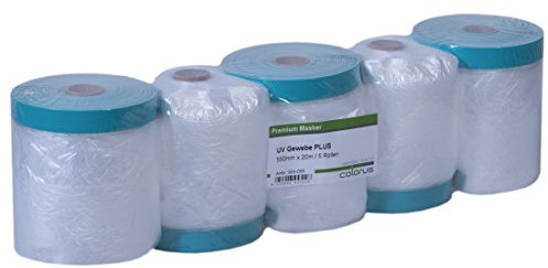 Colorus Masker Tape PLUS UV Gewebe – 3 Rollen 55 cm x 20 m – Abdeckfolie mit Gewebe-Klebeband | 21 Tage UV-beständig | Für Fenster, Türen und Außenbereiche