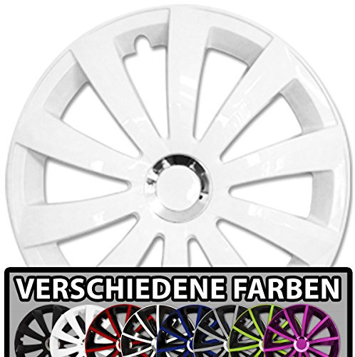 (Farbe & Größe wählbar) 15 Zoll Radkappen GRALO Weiß passend für Fast alle Fahrzeugtypen – universal