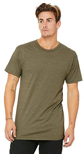 Bella Canvas Mens Long Body Urban T Shirt (S) (Heather Olive)