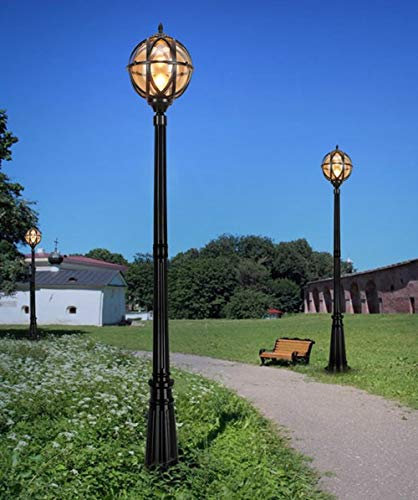 Außen Rund Straßenleuchte Wasserdichte IP65 Pfostenlampe H210CM Mastlampe Ourdoor Schwarz Aluminium Und Glas Robust Gartenlampe Rasen Villa Landschaft Standleuchte