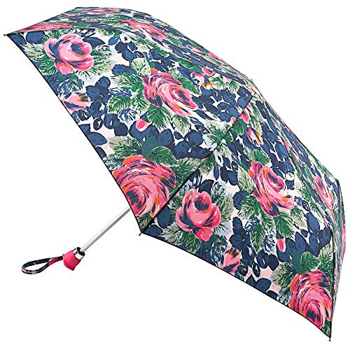 Cath Kidston Minilite Regenschirm, zusammenklappbar, Rosengriff mit Rosengriff und Geschenkbox