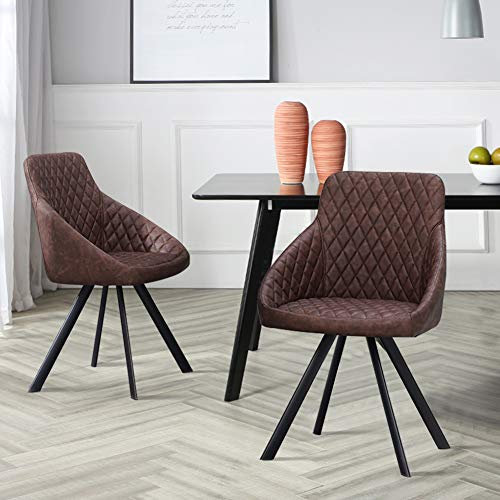 CLIPOP Esszimmerstuhl, Sessel bequem mit Armlehne, Polsterstuhl, Kunstleder Cocktailsessel, Loungesessel für Wohnzimmer, Esszimmer, Moderne Küchenstühle 2er Set, Kunstleder Braun