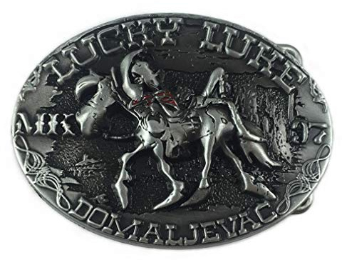 LKMY Herren Gürtelschnalle, Lucky Luke Horse Rider Cowboy Gürtelschnalle, Western Cowboy Gürtelschnalle für Männer Frauen