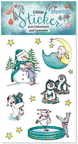 10 Glitzer-Sticker * WEIHNACHTEN 4 * für Adventskalender und als Mitgebsel für Kindergeburtstag | Glittersticker Kinder Geschenk Basteln Aufkleber Weihnachten Advent