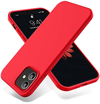 OTOFLY Compatible with iPhone 12 Case and iPhone 12 Pro Case 6.1 inch(2020),[Silky and Soft Touch Series] Premium Soft Liquid Silicone Rubber Full-Body Protective Bumper Case (Red)