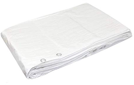 3 x 5 m White Tarpaulin Waterproof Heavy Duty Tarp Sheet Cover, Groundsheet - Waterproof, Weatherproof, Frost-Resistant, UV Protection, Universal, Multipurpose, Reinforced Eyelets