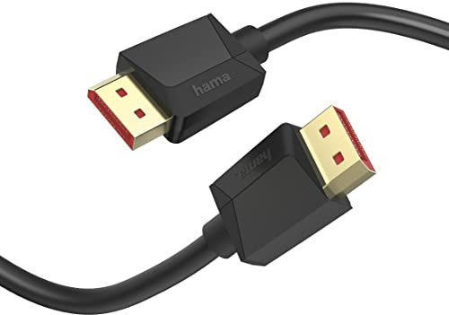 Hama Displayport Kabel 2m lang DP Kabel 1.4 (Display Port Cable mit Ultra HD 8k @ 60 Hz, Monitorkabel mit Kunststoffmantel, Displayport-Kabel zu Verbindung von PC/Notebook mit Monitor, TV oder Beamer)