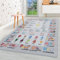 HomebyHome Kurzflor Kinderteppich für Jungen und Mädchen 140 x 200 cm Grau Alfhabet Design - Waschbarer Teppich Extra Weich und Antiallergen - Teppich für Kinderzimmer, Babyzimmer und Spielzimmer