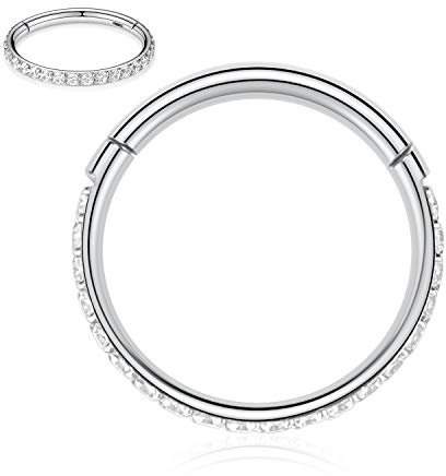 AROWRO Septum Piercing Nasenpiercing Helix Piercings Tragus Piercing Conch Piercing Daith Piercing Rook Piercing Chirurgenstahl Zirkonia Hoop 14g 10mm Silber