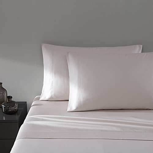 Vera Wang Luxueuse Parure 4 pièces de lit Queen Size en Satin de Coton Doux et Lisse à 320 Fils/cm², Rose Quartz