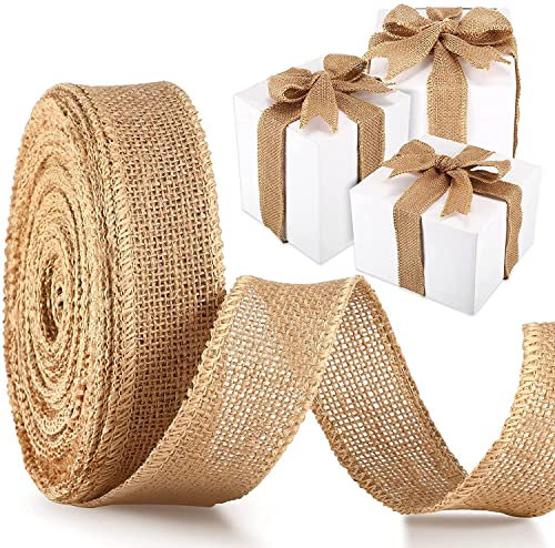 Sackleinenband, 10 m, natürliches, rustikales Juteband, Rolle, Leinenband, Bastelband für Geschenkverpackungen und Basteln, 2,5 cm x 10 m