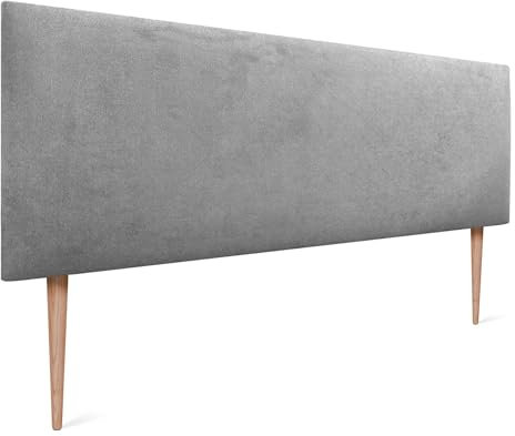 DHOME Kopfteil aus Kunstlederoder Stoff AQUALINE Glatt mit Beinen Kopfteil gepolstert Luxusbett Kopfteil (Stoff Grau, 160cm Mit Füßen (Betten 150/160))