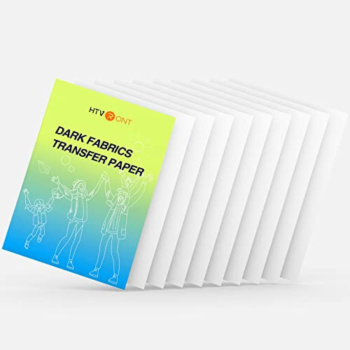 HTVRONT Wärmetransferpapier für dunkle Stoffe, bedruckbares Wärmetransfer-Vinyl für Tintenstrahldrucker, waschbares, langlebiges Transferpapier, 21,6 x 27,9 cm, 10 Blatt