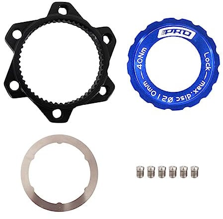 DJC Centerlock to 6 Bolts Rotor Adapter with Lockring, Bike Adapter for Centerlock Convert to 6 Bolts Rotor Disc MTB Road Bike (blue)