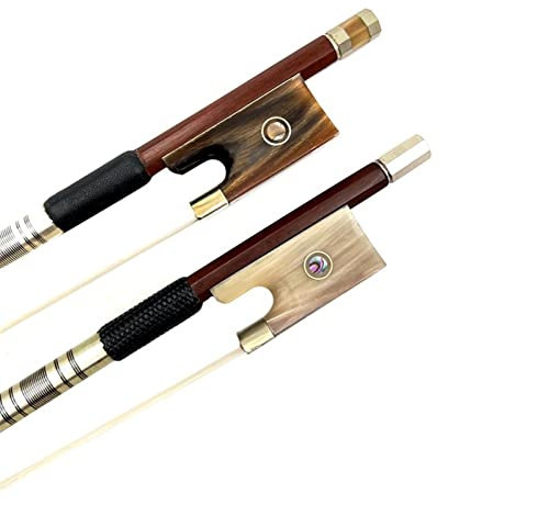 1PCS Best Brazilwood Round Stick 4/4 Fiddle Bow, Rundstab Bow, Siberian HorseSail Horsehair Geigenbogen voller Größe (Color : Crimson Horn)