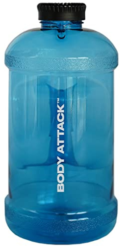 BODY ATTACK TRINKGALLONE SHOCKING BLUE, stabile Trinkflasche mit stylischem Design, 2,2 Liter Fassungsvermögen, frei von DEHP und BPA, praktischer Tragegriff und 100 Prozent auslaufsicher
