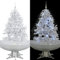 KOIECETA Schneiender Weihnachtsbaum mit Schirmfuß Schneefall Kugeln LED-Lampen Tannenbaum Christbaum Kunstbaum Dekobaum Schnee Weiß 140cm