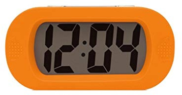 BELOF Silicone Large Screen LCD Alarm Clock Anti-vibration Electronic Clock Large Digital Display Alarm Clock (Color : Orange)