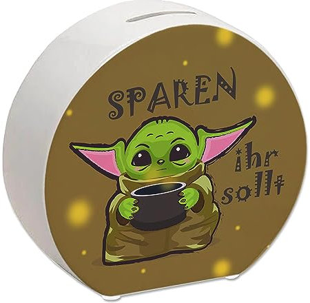 Science-Fiction Spardose mit Spruch Sparen Ihr sollt EIN Sparschwein für Träume die in den Sternen liegen Galaxy lustig niedlich grün bunt