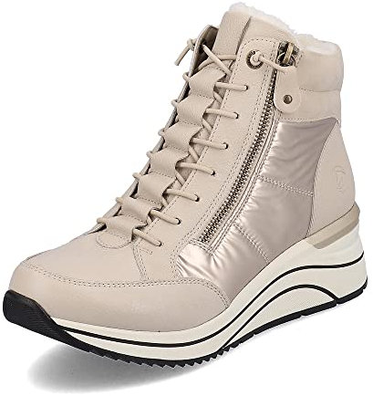 Remonte Damen Schnürstiefeletten D0T72, Frauen Stiefeletten,lose Einlage,halbstiefel,Kurzstiefel,uebergangsschuhe,beige Kombi (60),38 EU
