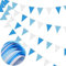 66ft Wimpelkette, Wimpelkette aus blau-weißem Polyesterstoff, 52 Stück, wasserdichte Flaggen, wiederverwendbare Wimpelkette für Muttertag, Zuhause, Outdoor, Geburtstag, Hochzeit, Party-Dekoration