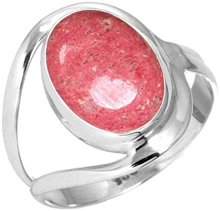 Jeweloporium 925 Silber Ringe für Damen Rosa Natürlich Thulith Edelstein Mode Silber Ringe Größe 66(21.0) Engagement Geschenk Boho Schmuck