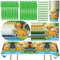 91pcs Vaisselle Fête d'Anniversaire, Assiette, Serviettes en Papier, Tasse, Couteau et Fourchette, Pailles, Nappe,Les Couverts Fête Du Roi Lion -10Invités