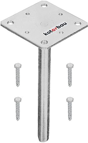 KOTARBAU® Support de poteau - 110 x 110 mm - En acier galvanisé à chaud - Réglable en hauteur - Ancre en béton - Diamètre : 23 mm - Pied de sol pour poteaux en bois carré - Montage de poteaux