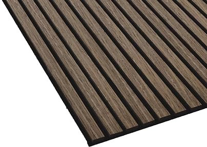 Tile Fort Acoustic Wall Panels - Real Wood Oiled Oak 3D Wall Panels | Slat Wall Panelling for Home | Wood Panels for Walls MDF Core | Acoustic Panels Wood Wall Cladding | 240cm (Dark Walnut)