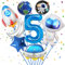 Weltraum Astronaut Folienballon,Zahl 5 Geburtstag,8 Stück Astronauten Raketen Raumschiff Stern Mond Runde Folienballons,Kinder Geburtstag Deko,Jungen Kindergeburtstag Dekorationen Party Zubehör