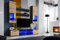 Komodee, Wohnwand Wohnzimmerset RTV Varallo, Wotan Matt/Schwarz Matt, Breite 200cm x Höhe 195cm x Tiefe 45cm, Ohne LEDs, für Wohnzimmer, Schlafzimmer