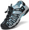 Dannto Sandales de Randonnée pour Femme Sandales de Marche Bout Fermé Sandales de Sport Extérieur de Plage de Trekking(bleu noir,39)