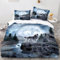 SMchwbc Wolf Bettwäsche 135x200cm Kinder Tier 3D Wolf Bettbezug Set Für Jugendliche, Wolf Bettwäsche-Set 3teilig Schwarz Blue Mit Reißverschluss (135 x 200 cm,2)