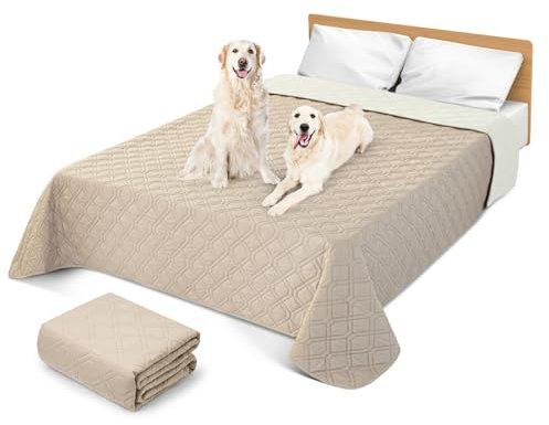 GYURO 100% wasserdichte Hundedecke-Beidseitig verfügbar und weich Hundematte für großeund kleine Hunde,Schutz für Sofa & Bett& Auto - in der Waschmaschine waschbar (Khaki, 208 * 208CM)