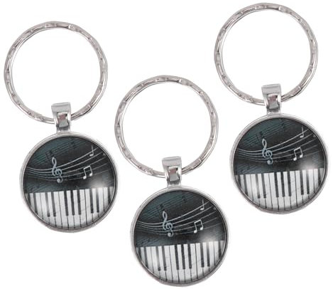 Holibanna 3 Stück Klavier Schlüsselanhänger Metall Schlüsselring Mit Glas Edelstein Eleganter Musik Schmuck Für Musiker Klaviertastatur Design Kreative Dekoration Für Taschen Und