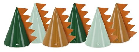 Partyhüte Dinosaurier 16cm Partyhut 6er Set - Geburtstagshut Partydeko Kindergeburtstag - Party Hüte Kostüm Zubehör - Grün Braun