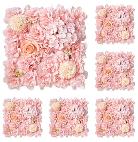 Gettimore Lot de 6 panneaux muraux de fleurs artificielles 3D pour décoration de mariage - Blanc (rose clair), 27IKB70ZLL24L2E6QX712S3Y9UT