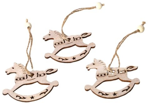 GOOHOCHY Hängende Weihnachtsdeko Aus Holz Nordischer Vintage-Stil DIY-schaukelpferd-Form Zum Aufhängen Für Festliche Atmosphäre