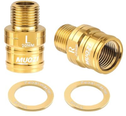 F Fityle 2 stück 20mm Fahrrad Pedal Extender Fahrrad Pedal Achse Verlängerung Fahrrad Teile Radfahren Pedale Adapter für Mountainbike, Golden