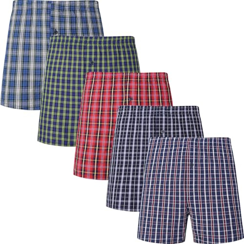 Jveyvth Boxershorts Herren 100% Baumwolle Unterhosen Männer Amarican Boxershorts Weich Atmungsaktiv 5er und 10er Packs