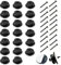 HAPPOW Lot de 20 crochets de bâche, accessoires de remorque de voiture, boutons de bâche pour remorques, avec vis et 20 pastilles adhésives invisibles, boutons ronds noirs pour fixation de filets de