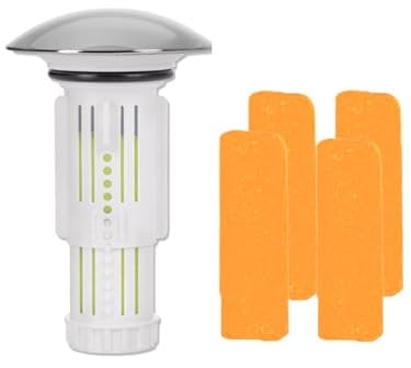 Abfluss Fee Waschbecken Stöpsel mit Verschlussstopfen & 5 Reinigungssteinen | Reinigungssteine für Bad Abfluss Waschtisch, Abflussreiniger mit Abflussstöpsel Waschbecken - Duft Orange