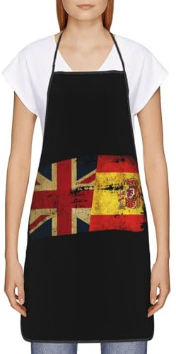Oudrspo Delantal de la bandera de España América cocina casera cocina hornear jardinería para mujeres hombres, delantales de regalo creativos divertidos