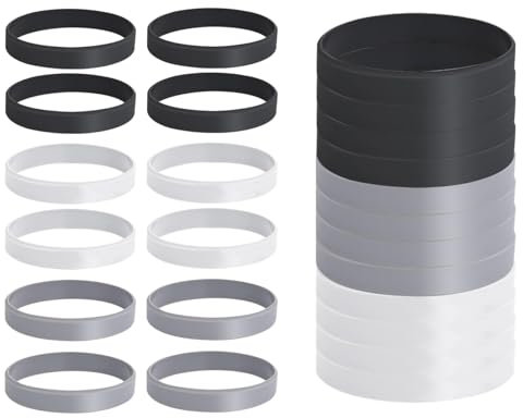 ZoeTekway 12 Stück Silikonarmband,Blanko Silikon Armband,Herren Damen Kinder Einfarbig Armbänder,für Fitness Laufen Sport Party Geschenke(Schwarz,Weiß und Grau)