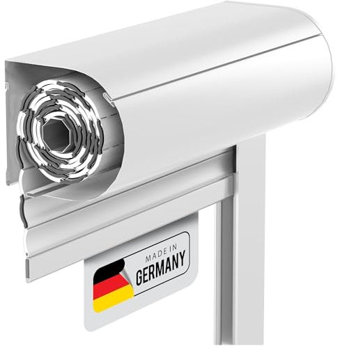 Rollwin Vorbaurollladen Halbrund - Weiß ähnl. RAL 9016 KOMPLETTES SYSTEM - Aluminium Rolladenkasten 170mm mit Gurtwickler und Rolladenführungschienen DEUTSCHE Produktion zum Einbauen